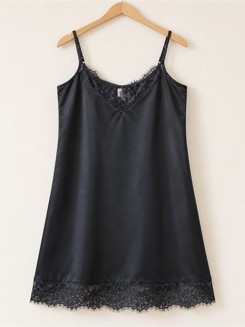 CAMI NYC Black 100% Silk Lace Trim Mini Slip Dress Size S